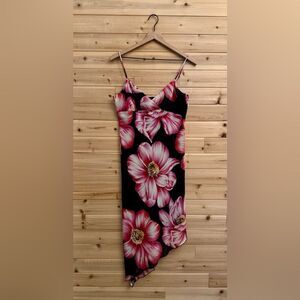 Y2K City Triangles Size Medium Asymmetrical Hem Large Floral Tank Slip Dress